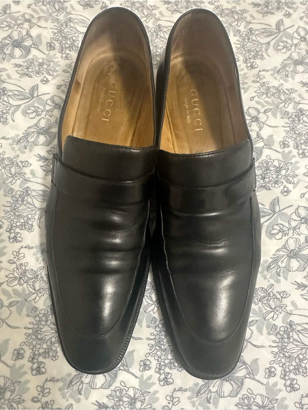 Gucci Black Leather Men's Slip-On Loafers